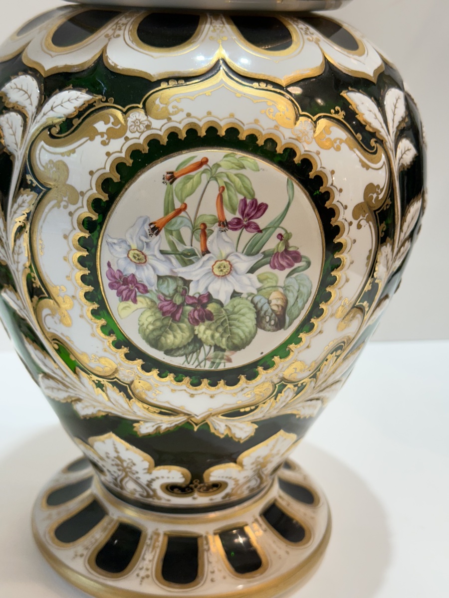 Pair Of Vases, Bohemian Crystal , Overlay , 68 Cm-photo-4