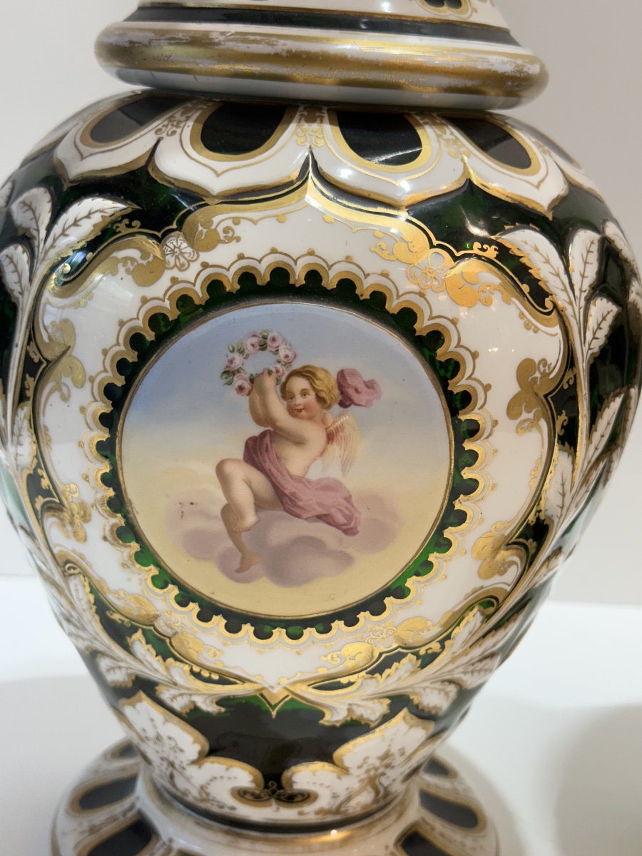 Pair Of Vases, Bohemian Crystal , Overlay , 68 Cm-photo-1