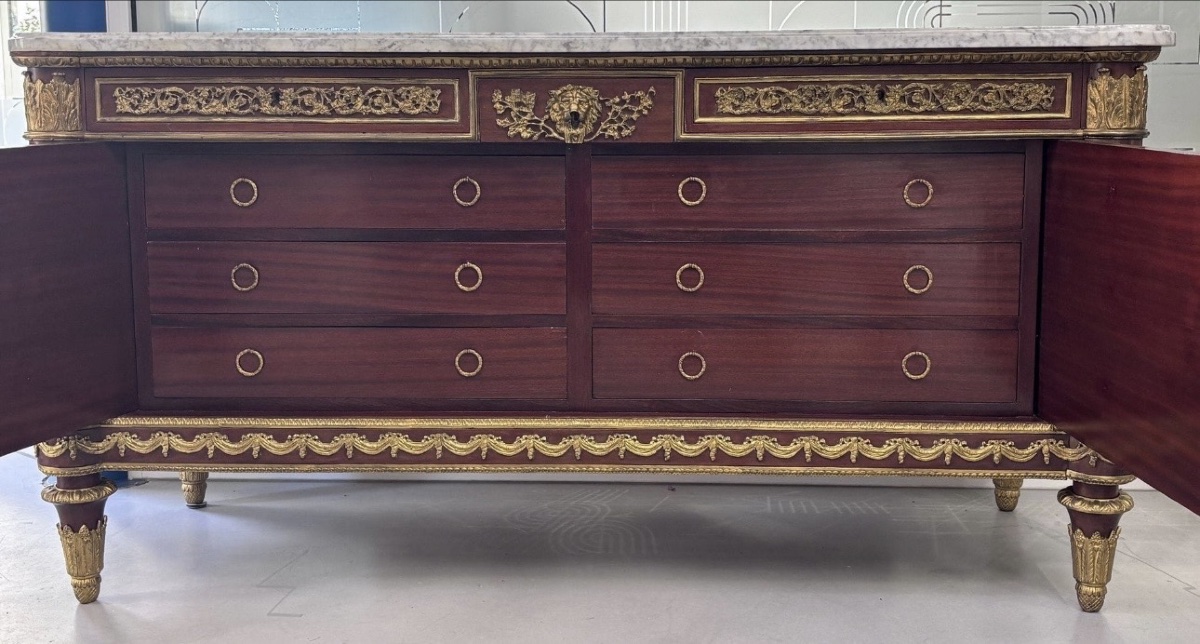  commode d'apparat en bois plaqué mouluré-photo-1