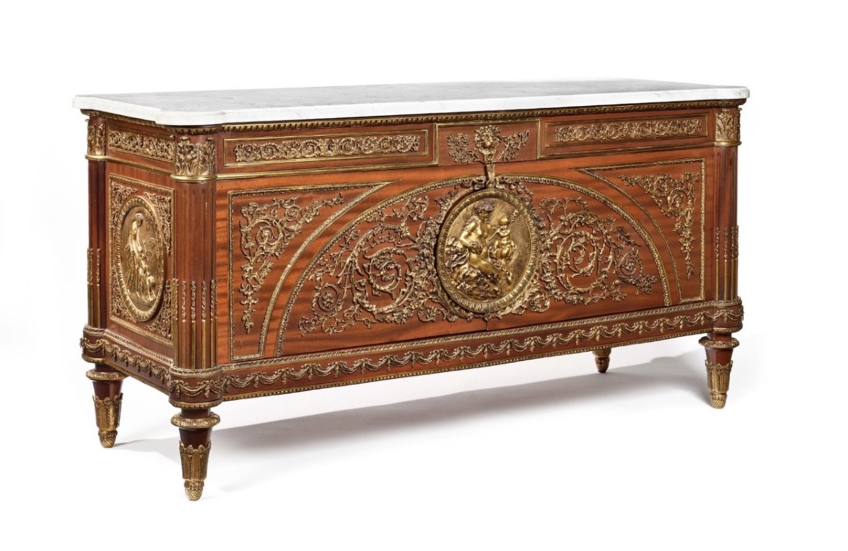  commode d'apparat en bois plaqué mouluré-photo-3