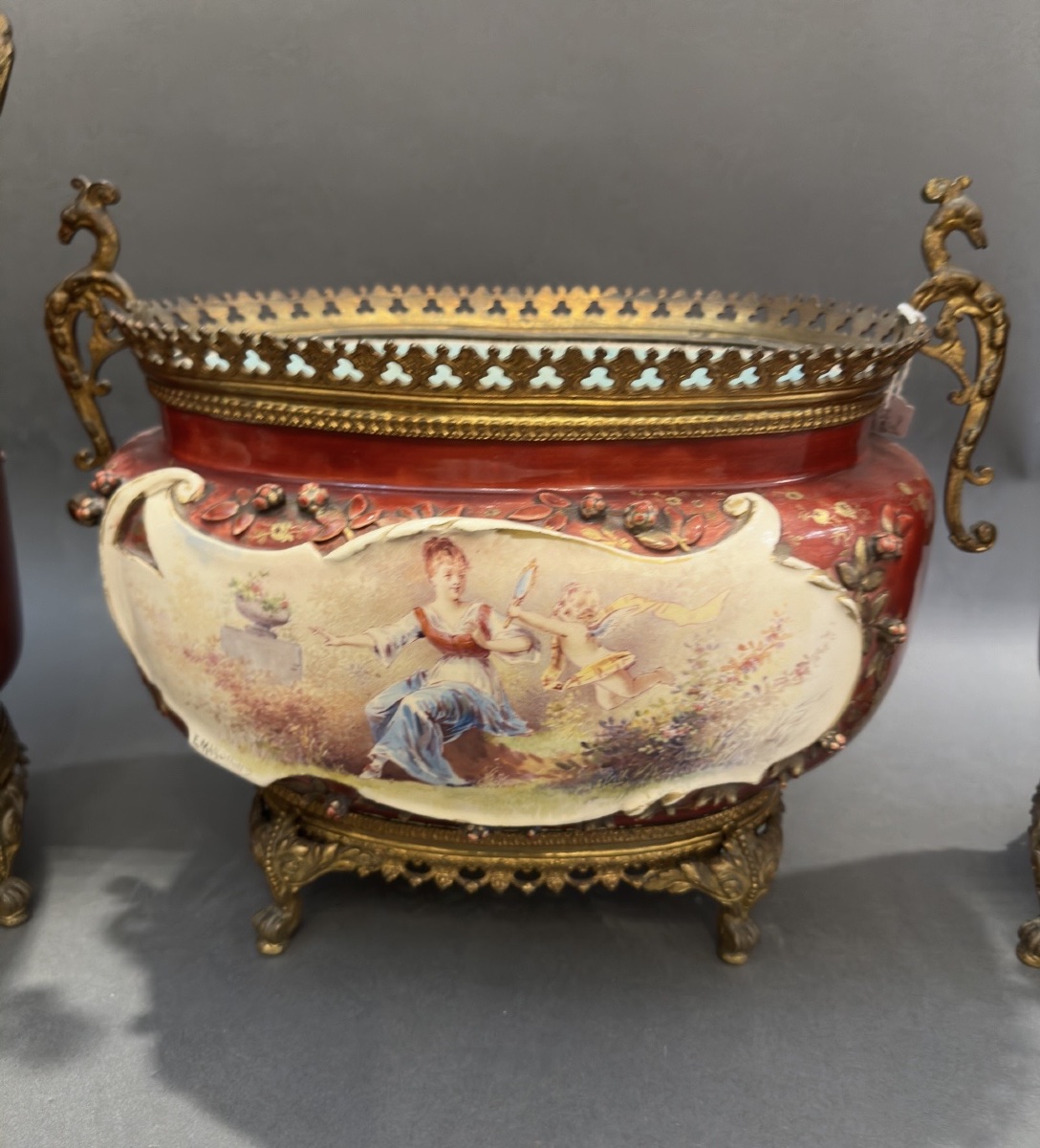 Garniture de cheminée en porcelaine et bronze doré – 3 pièces, fin XIXᵉ siècle-photo-3