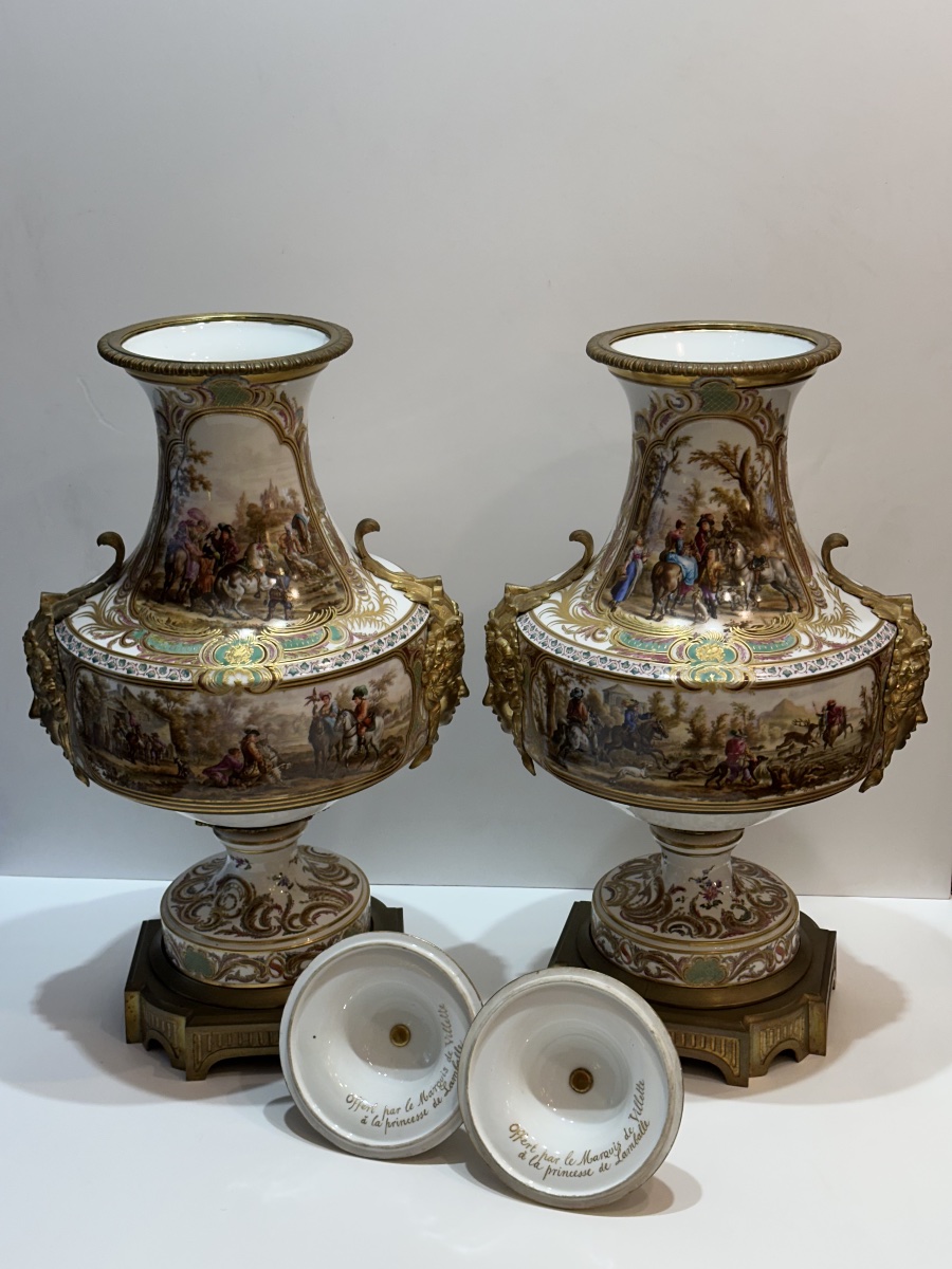  paire de vases couverts en porcelaine de Meissen, XIXᵉ siècle-photo-6