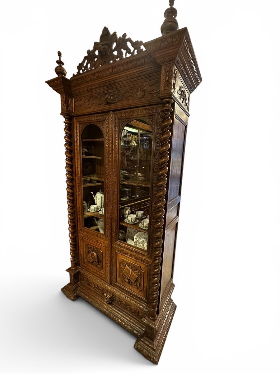 Renaissance-style Bookcase/display Cabinet Made Of Carved Oak – 19th Century-photo-2