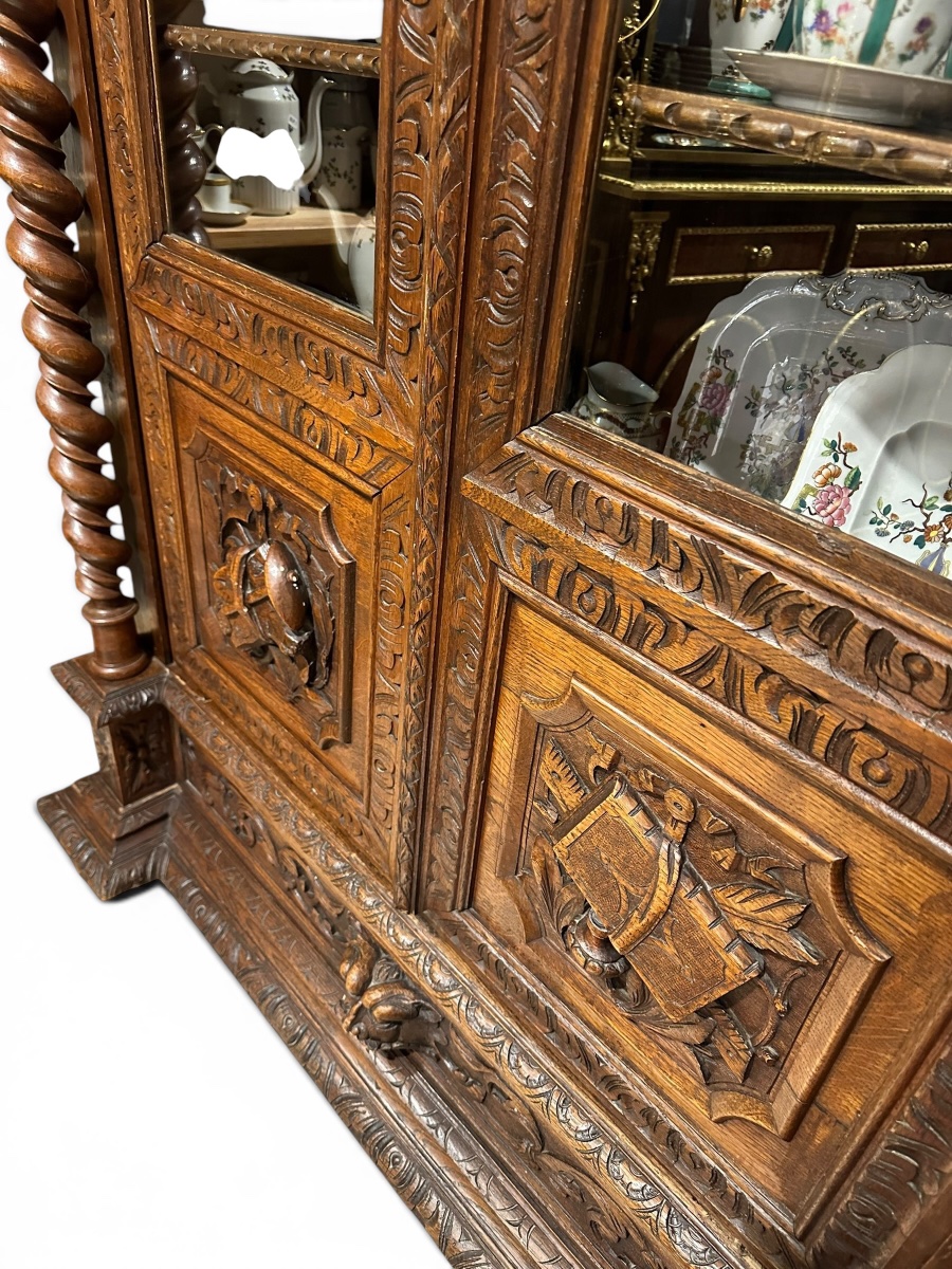 Renaissance-style Bookcase/display Cabinet Made Of Carved Oak – 19th Century-photo-3