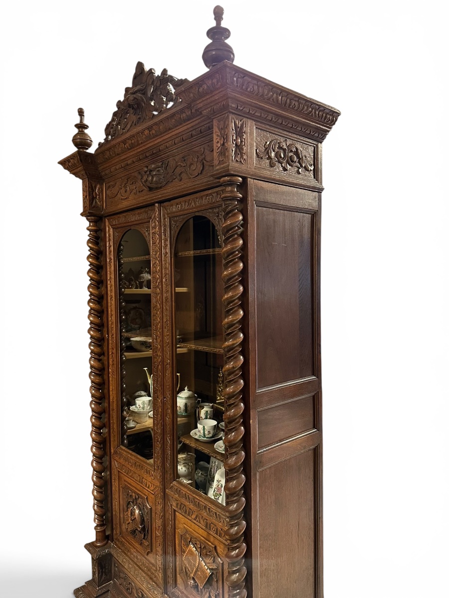 Renaissance-style Bookcase/display Cabinet Made Of Carved Oak – 19th Century-photo-4