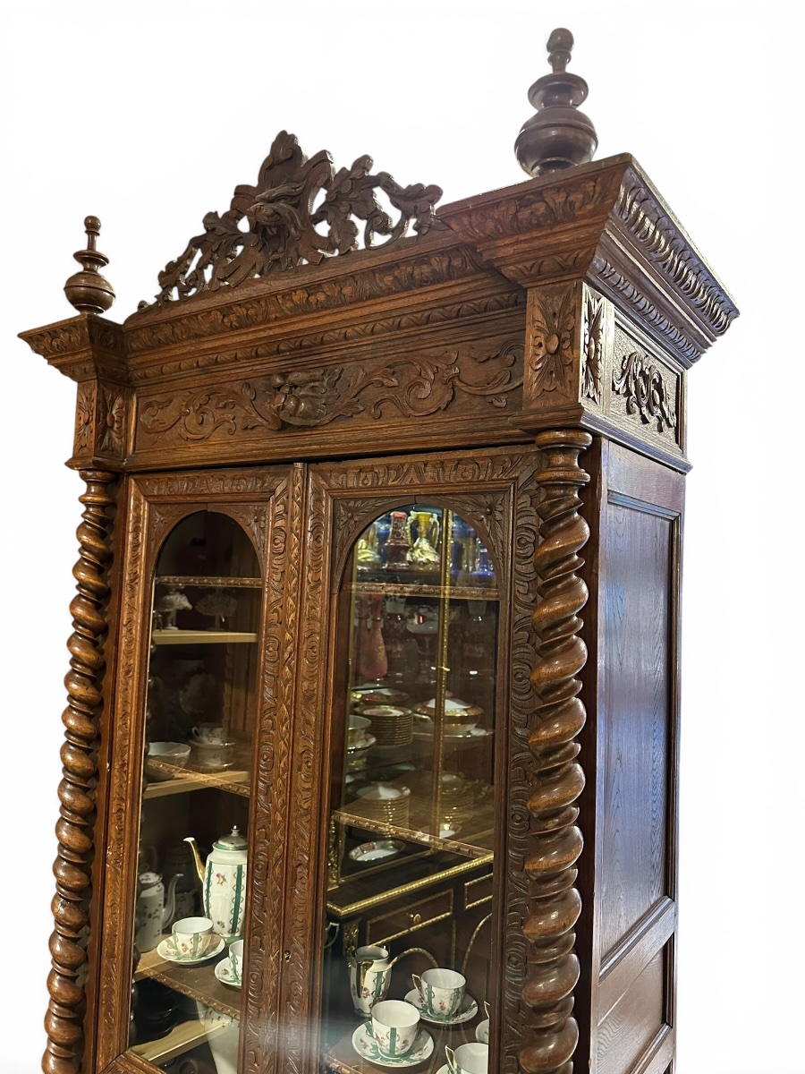 Renaissance-style Bookcase/display Cabinet Made Of Carved Oak – 19th Century-photo-1