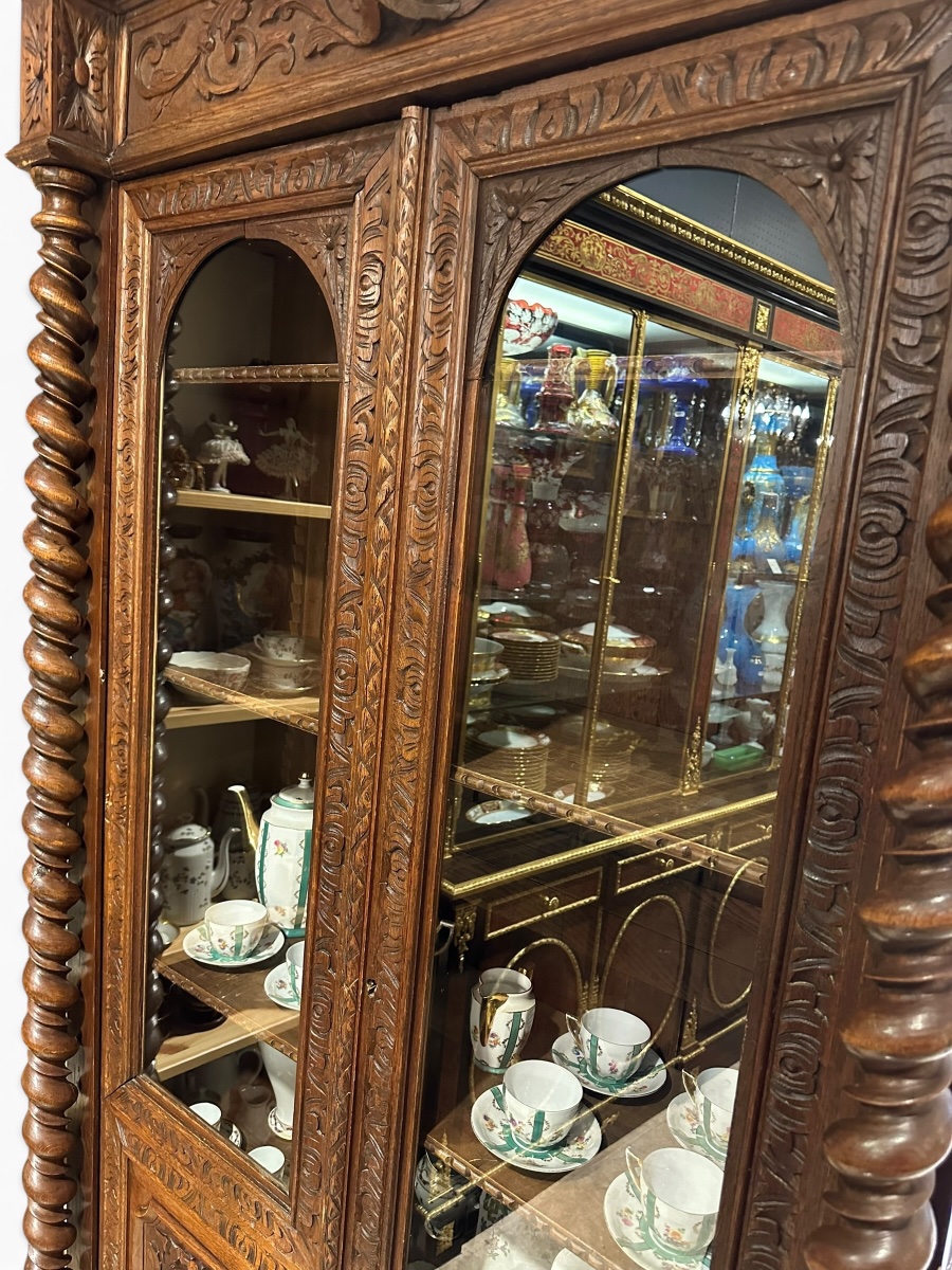 Renaissance-style Bookcase/display Cabinet Made Of Carved Oak – 19th Century-photo-2