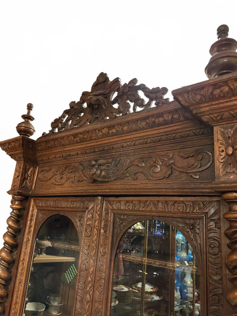 Renaissance-style Bookcase/display Cabinet Made Of Carved Oak – 19th Century-photo-3