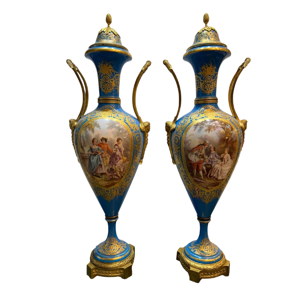 Pair Of Large Lidded Vases Made Of Sèvres Porcelain
