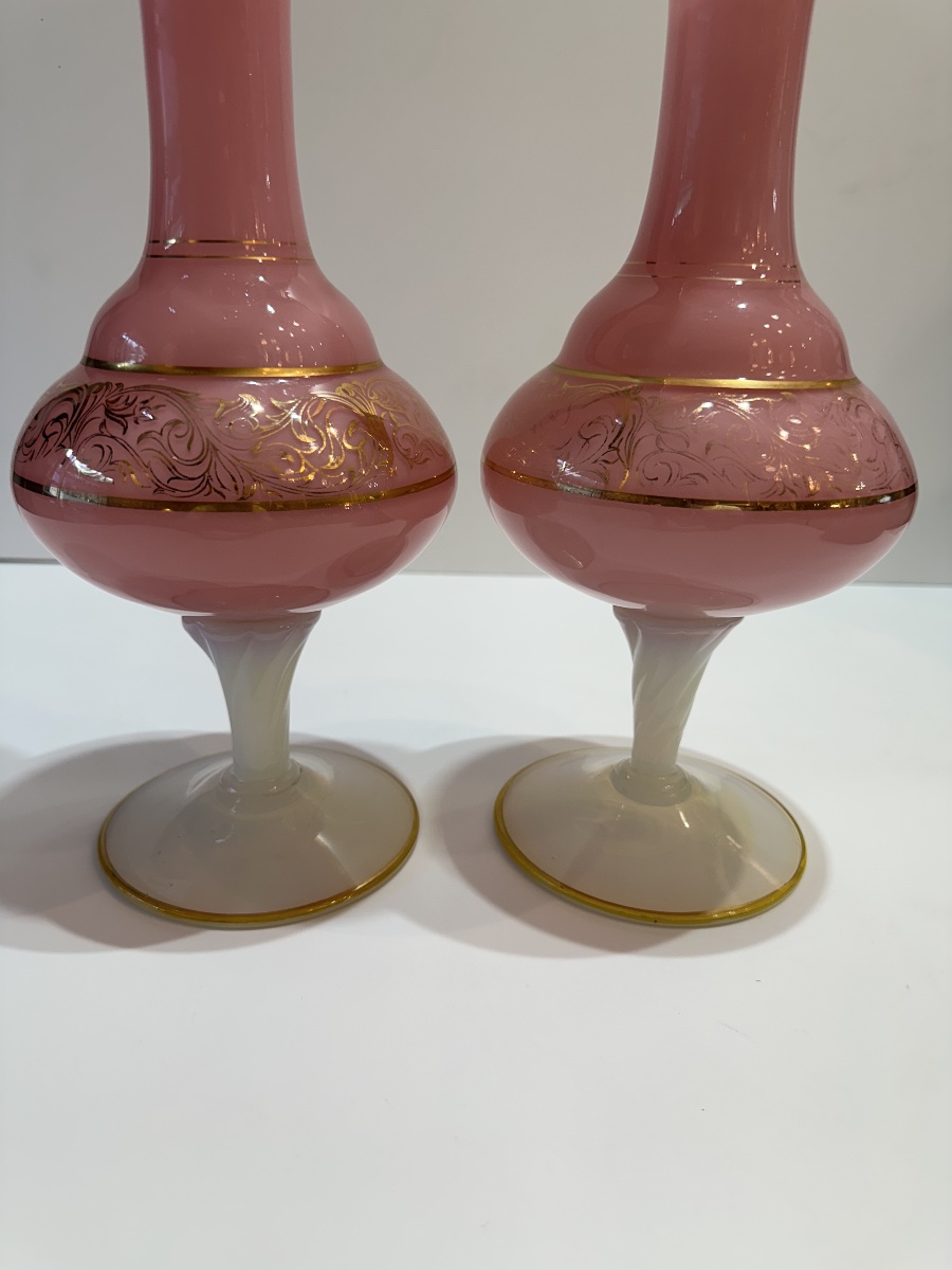 Pair Of Pink Opaline Vases – 19th Century-photo-1