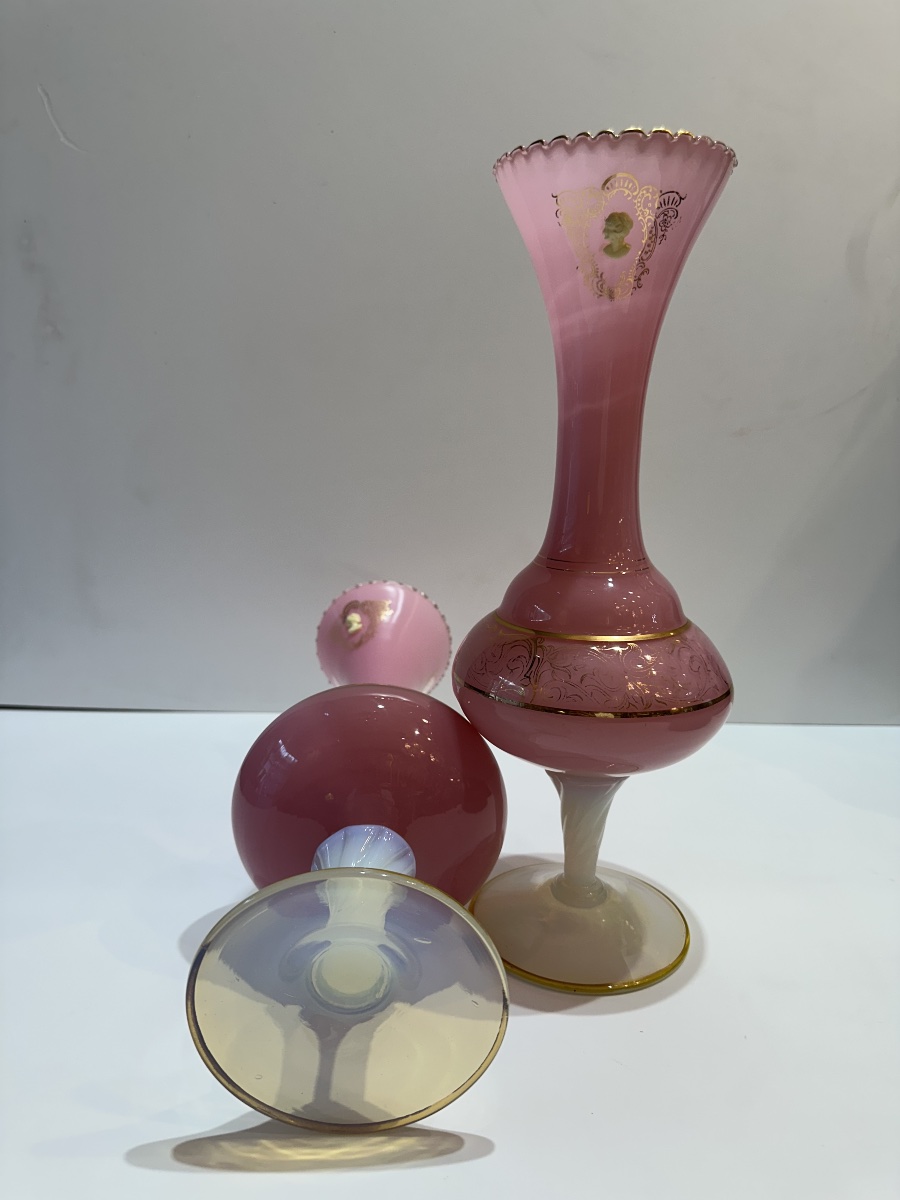 Pair Of Pink Opaline Vases – 19th Century-photo-4