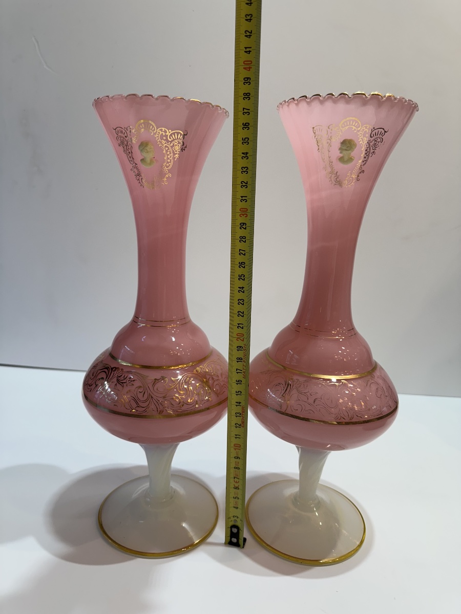 Pair Of Pink Opaline Vases – 19th Century-photo-6