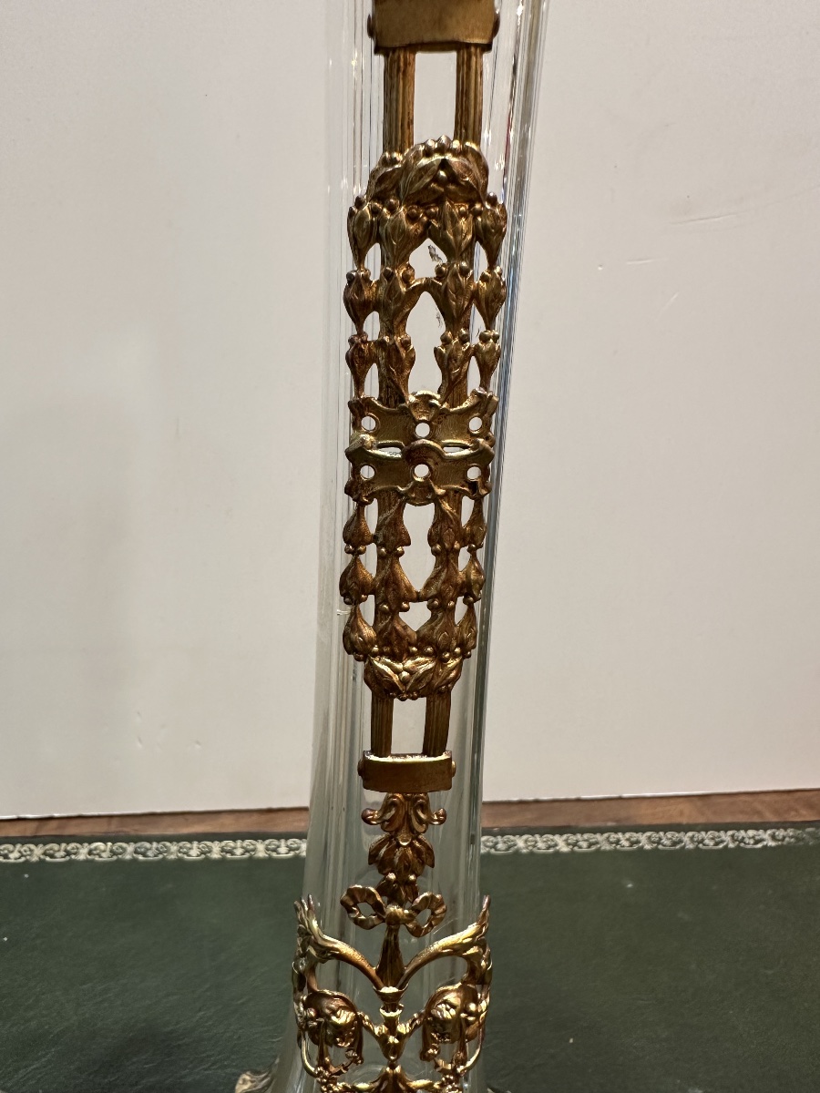 Pair Of Crystal Vases With Gilded Bronze Mounts – Louis XVI Style-photo-1