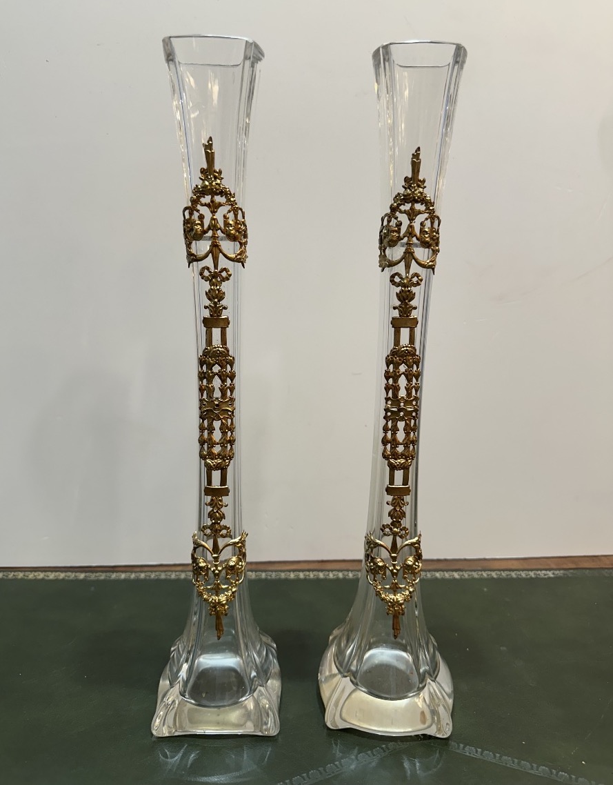 Pair Of Crystal Vases With Gilded Bronze Mounts – Louis XVI Style