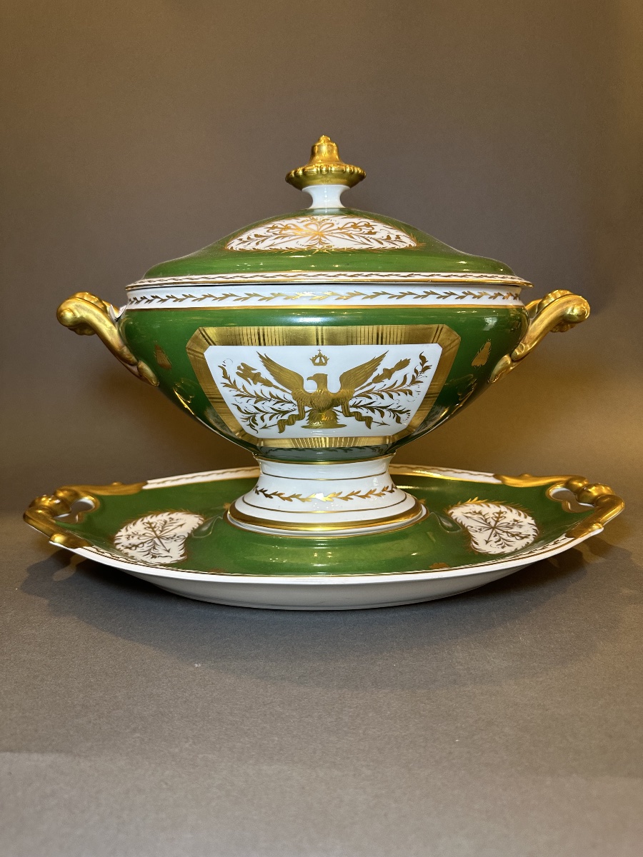 soupière couverte en porcelaine de Paris d’époque Empire – XIXᵉ siècle-photo-1
