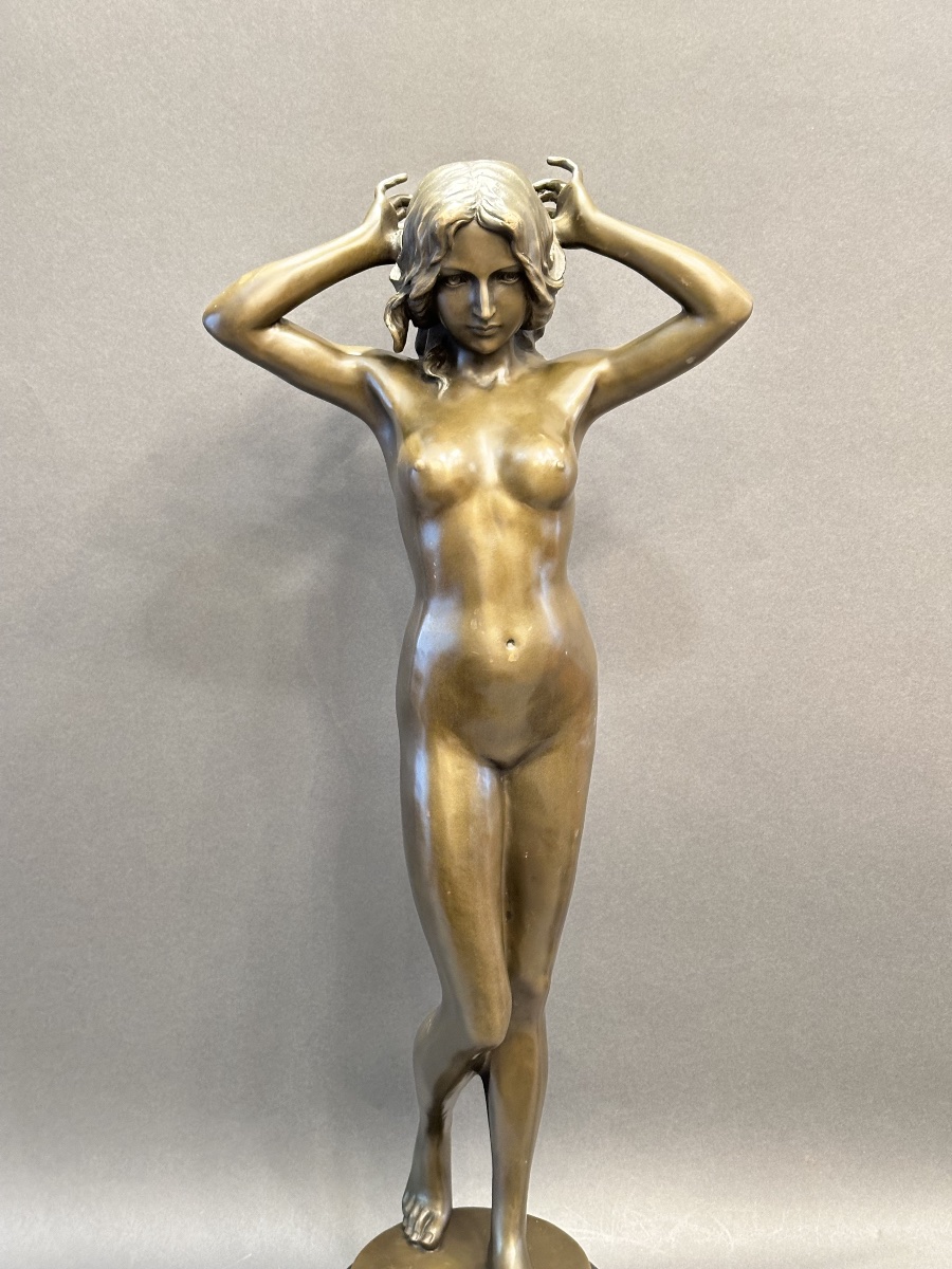 Statue en bronze signée Pittaluga – Hauteur 76 cm-photo-3