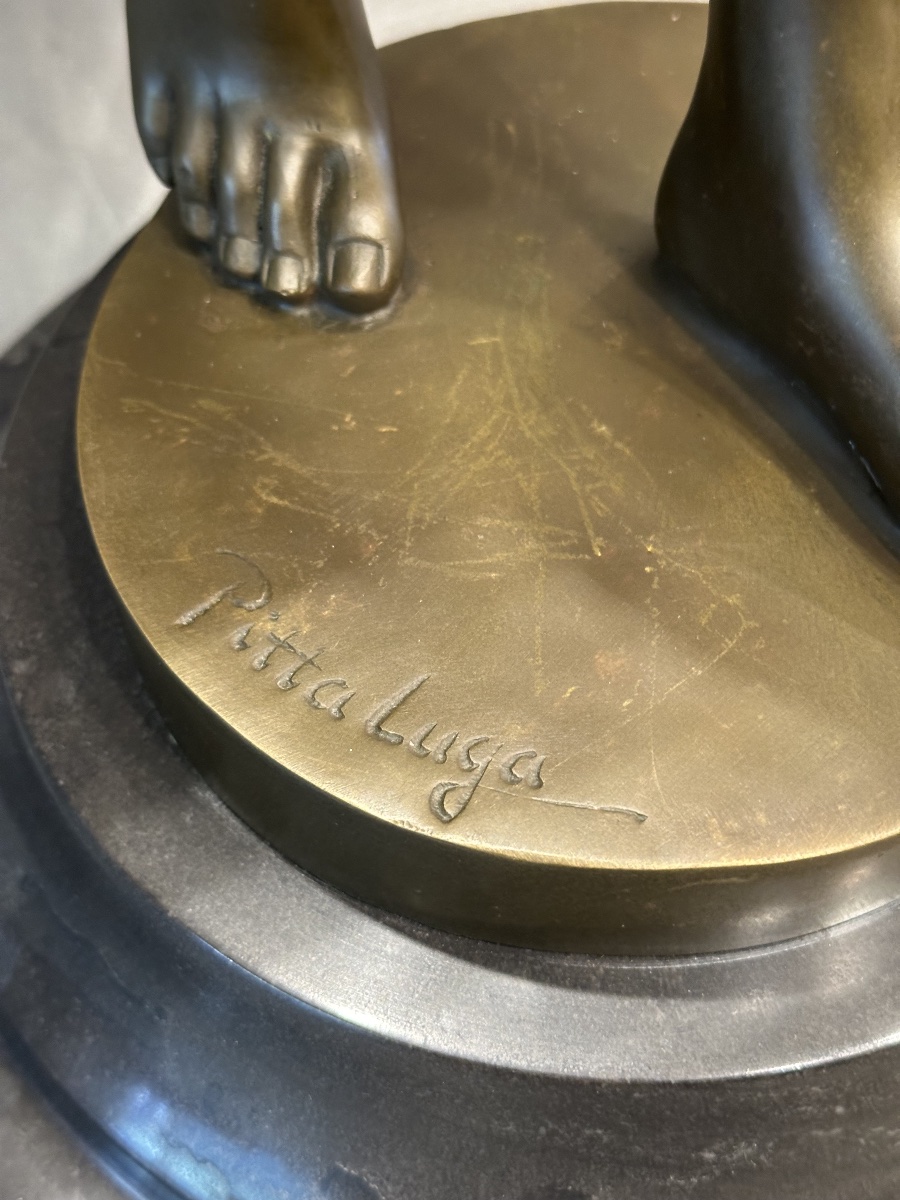 Statue en bronze signée Pittaluga – Hauteur 76 cm-photo-4