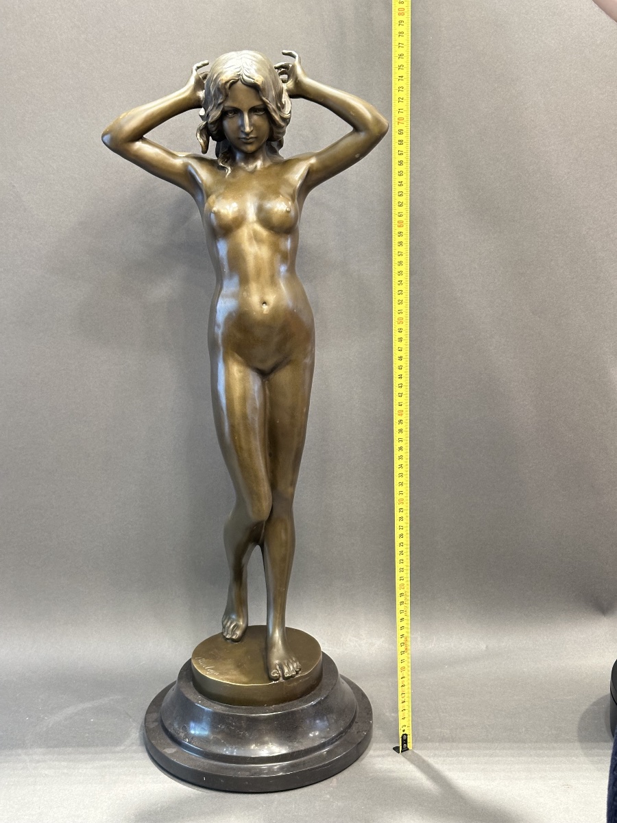 Statue en bronze signée Pittaluga – Hauteur 76 cm-photo-6