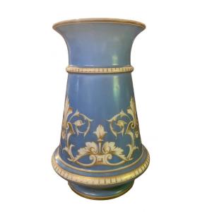 Crystal Vase, Blue Opaline