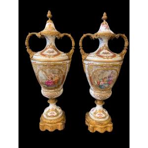 Very Important Pair Of White Sèvres Porcelain Vases, Signed"