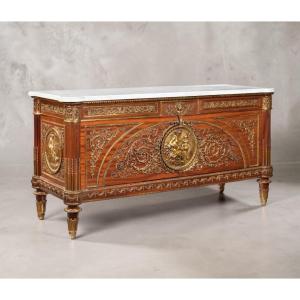 commode d'apparat en bois plaqué mouluré