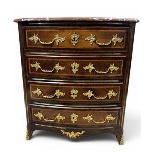 Commode sauteuse d’époque Louis XV en marqueterie – XVIIIᵉ siècle