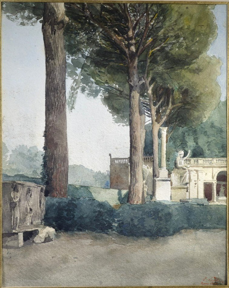 Edmond Jean-baptiste Paulin ( 1848-1915 ) Terrasse Villa Médicis Rome 1870