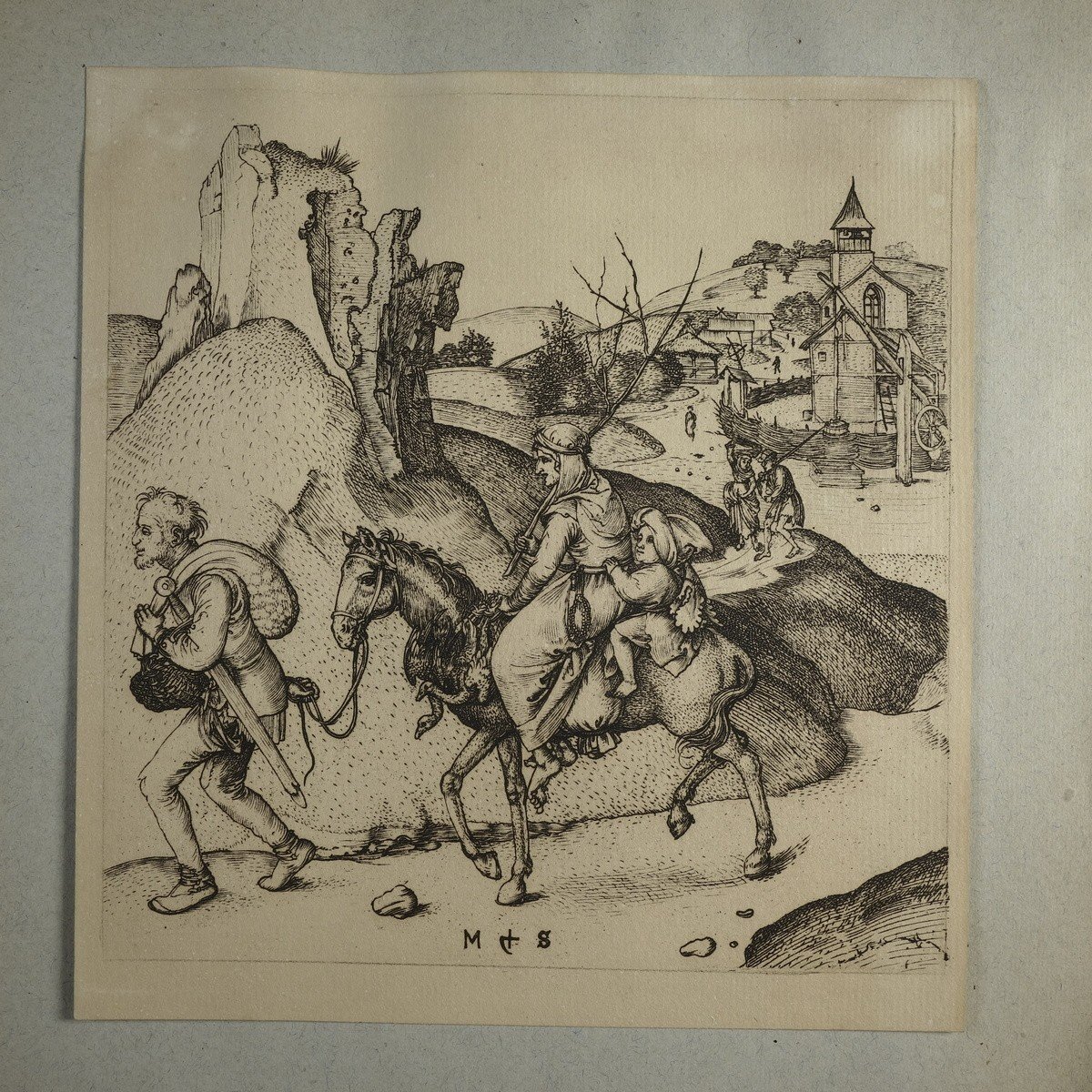 d'Après Martin Schongauer 1470-1491 Famille De Paysans Héliographie Amand-durant Romilly XXe