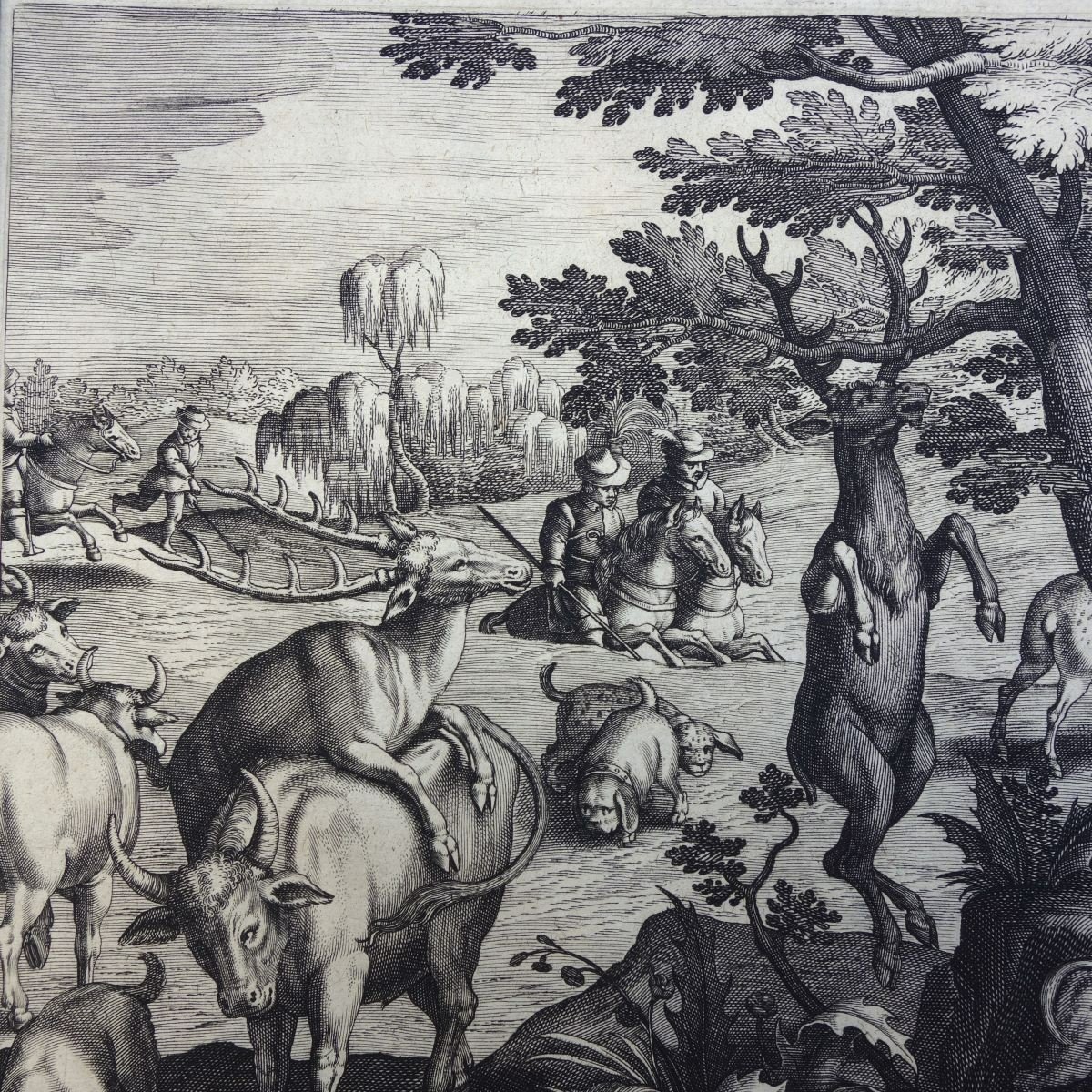 Stradanus (jan Van Der Straet), Johannes (1523- 1605) Gibier De Chasse. Gravure De Jan Collaert-photo-3