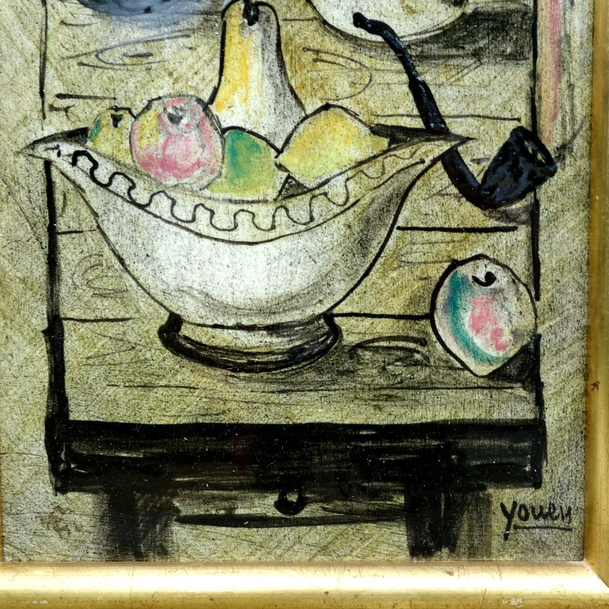 Still Life Yves-alain Pleuven (1929-2015) Said Youen Ceramic Vintage-photo-3