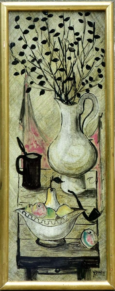 Still Life Yves-alain Pleuven (1929-2015) Said Youen Ceramic Vintage