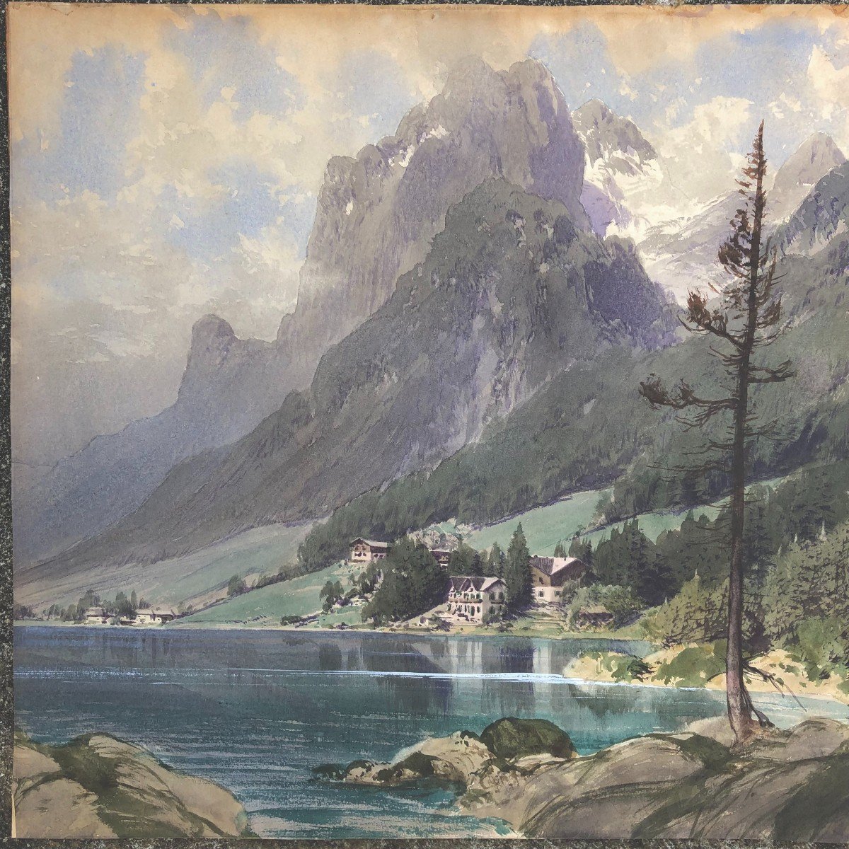 Johann Hering (1875 Lützen-)  Le Lac De Hintersee Près De Ramsau Bavière Allemagne Ca 1920-photo-2