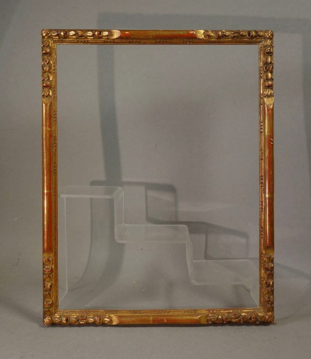 Art Déco Frame Carved Golden Leaf Leaf: 27.2 X 35.5 Cm