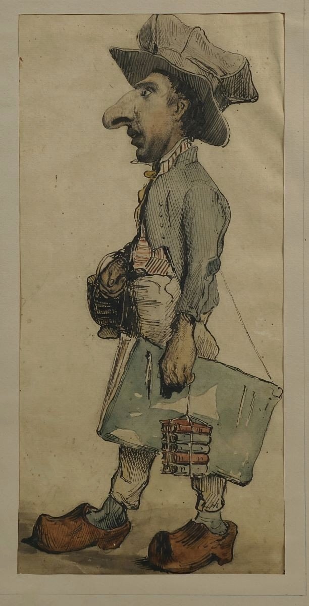 Panthéon Charivarique Acteur : Le Grenadier Aquarelle  Benjamin Roubaud (1811-1847) ? Non Signé