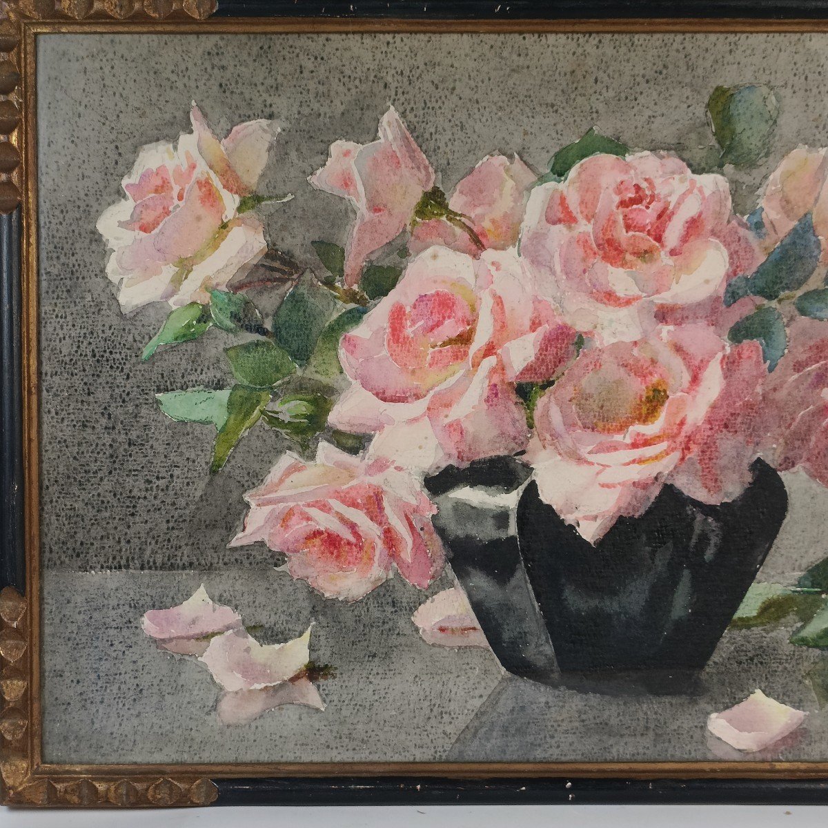Ysabel Minoggio-Roussel Bouquet De Roses Art-déco Aquarelle : 35 X 49,5 Cm élève Blanche ODIN-photo-2