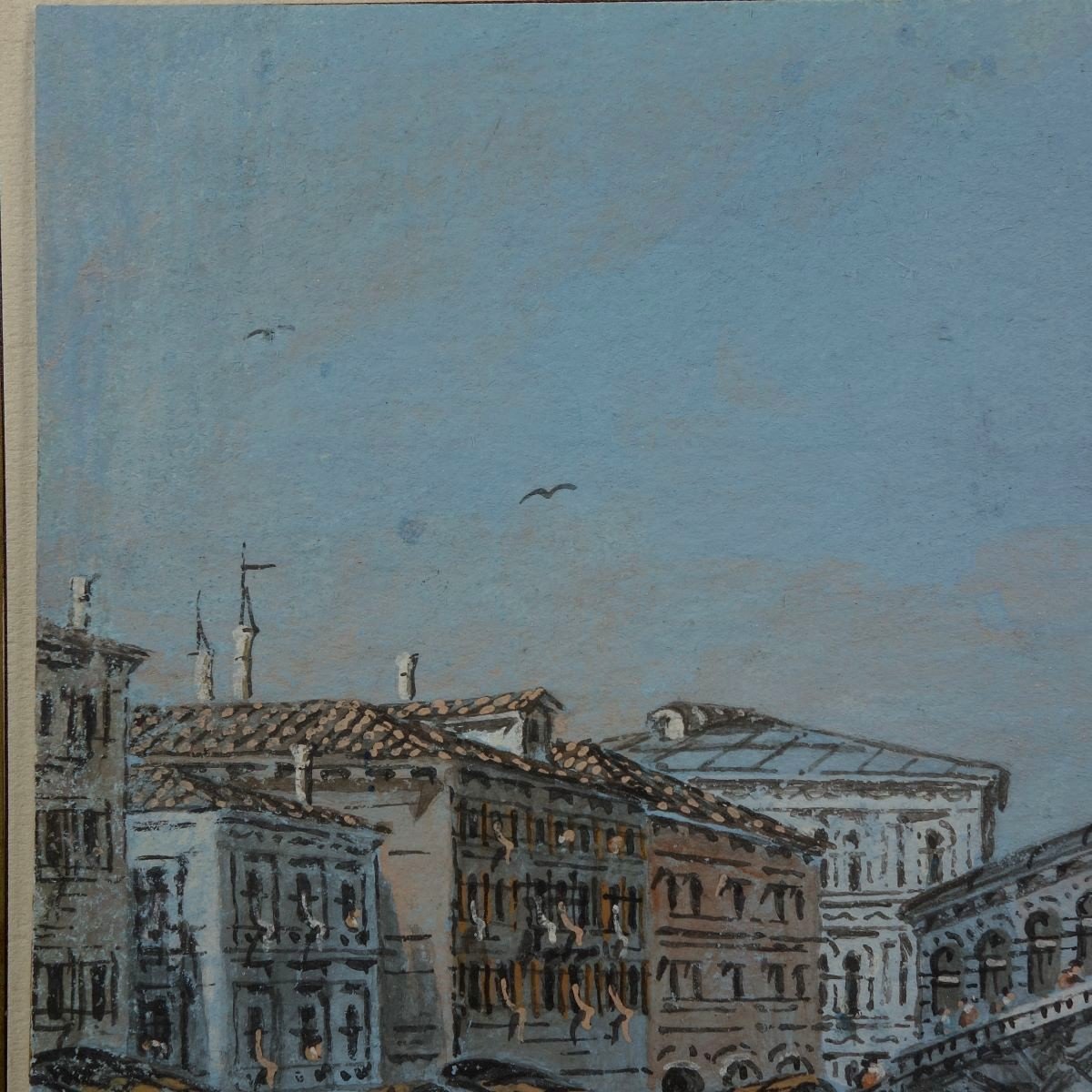 Giacomo Guardi (1764-1835) Ponte Del Rialto Venise Gouache XVIIIe  Feuille  13 X 22,4 Cm-photo-4