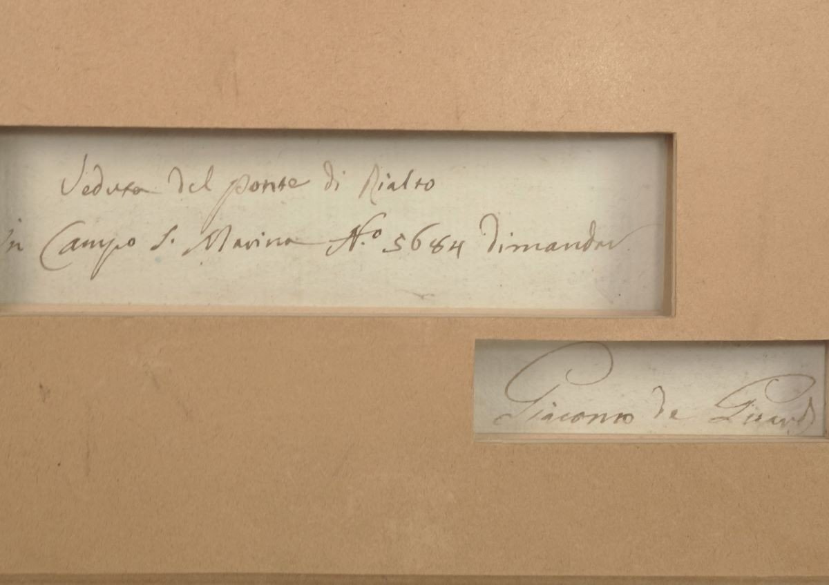 Giacomo Guardi (1764-1835) Ponte Del Rialto Venise Gouache XVIIIe  Feuille  13 X 22,4 Cm-photo-5