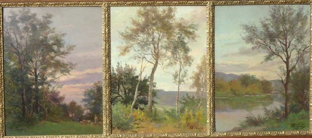 Mary Comby Painter Besançon Doubs XIX-xxth Landscapes Triptych 1905-photo-1