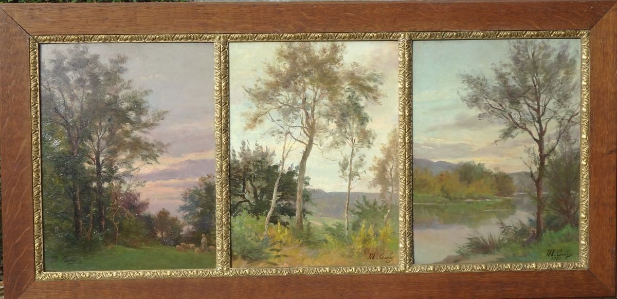 Mary Comby Painter Besançon Doubs XIX-xxth Landscapes Triptych 1905
