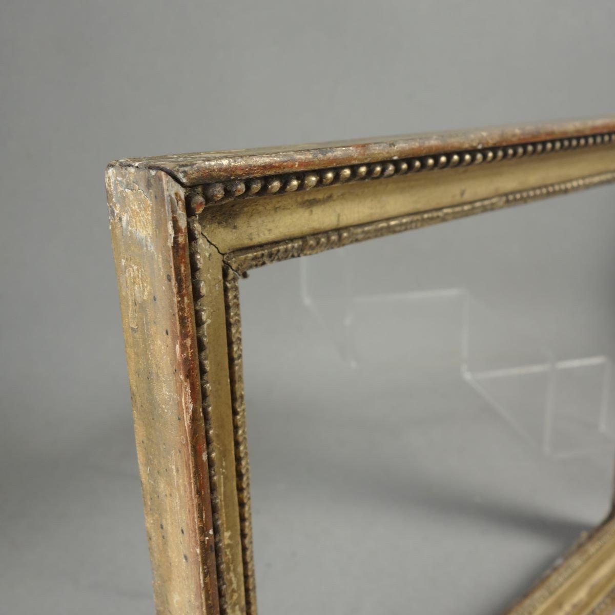 Small Frame Late 18th Century Golden Wood Decor Row Of Beads: 23.7 X 17.5 Cm-photo-2