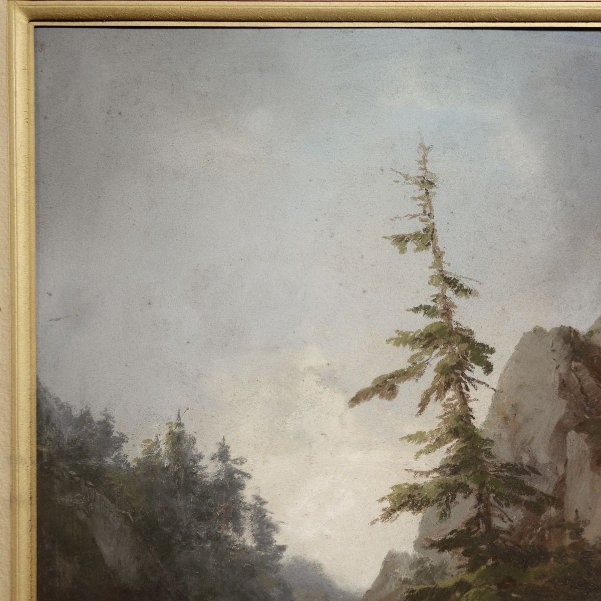 Jules Coignet (1789-1860) Waterfall Mountain Switzerland Pastel-photo-1