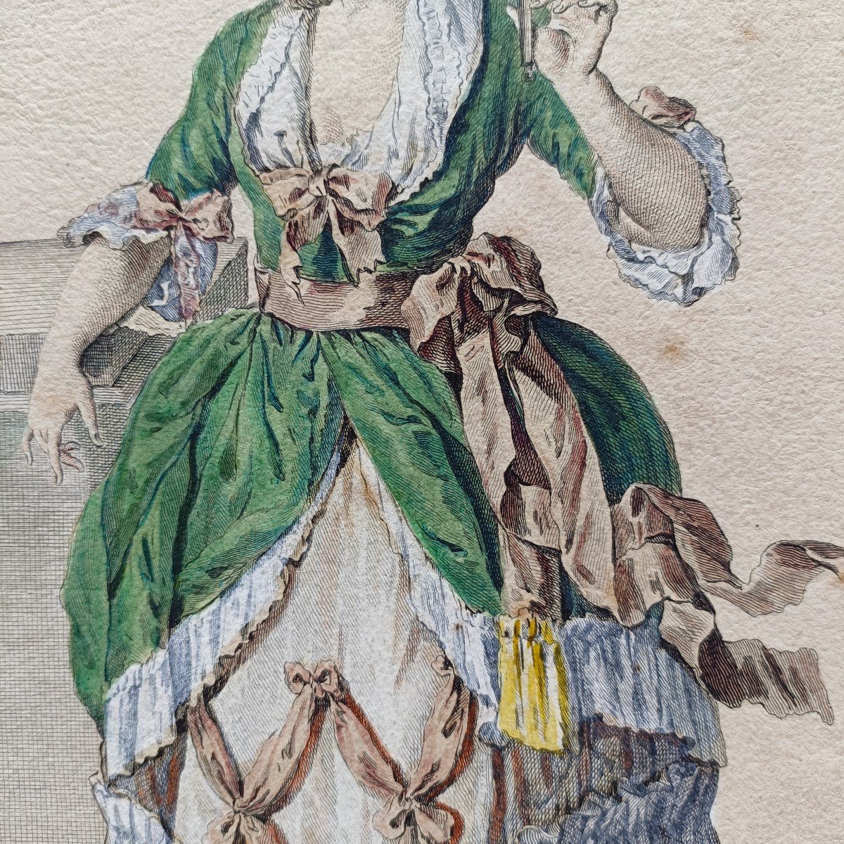 Basset d'Après Meunier Jolie Femme Robe De Diane Estampe Mode XVIIIe -photo-1