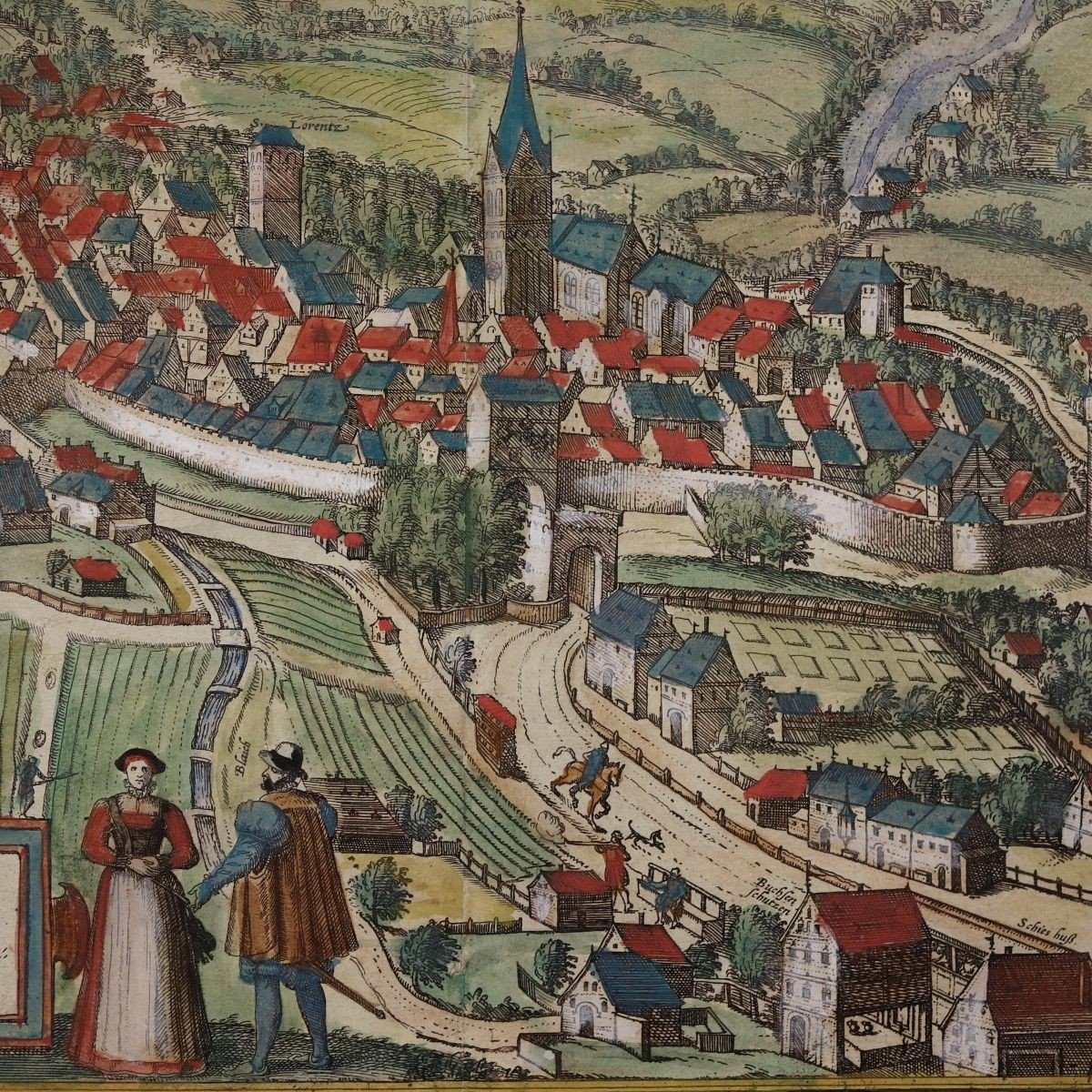 Abbaye Saint-Gall Estampe 1575 Hogenberg Franz graveur-photo-3