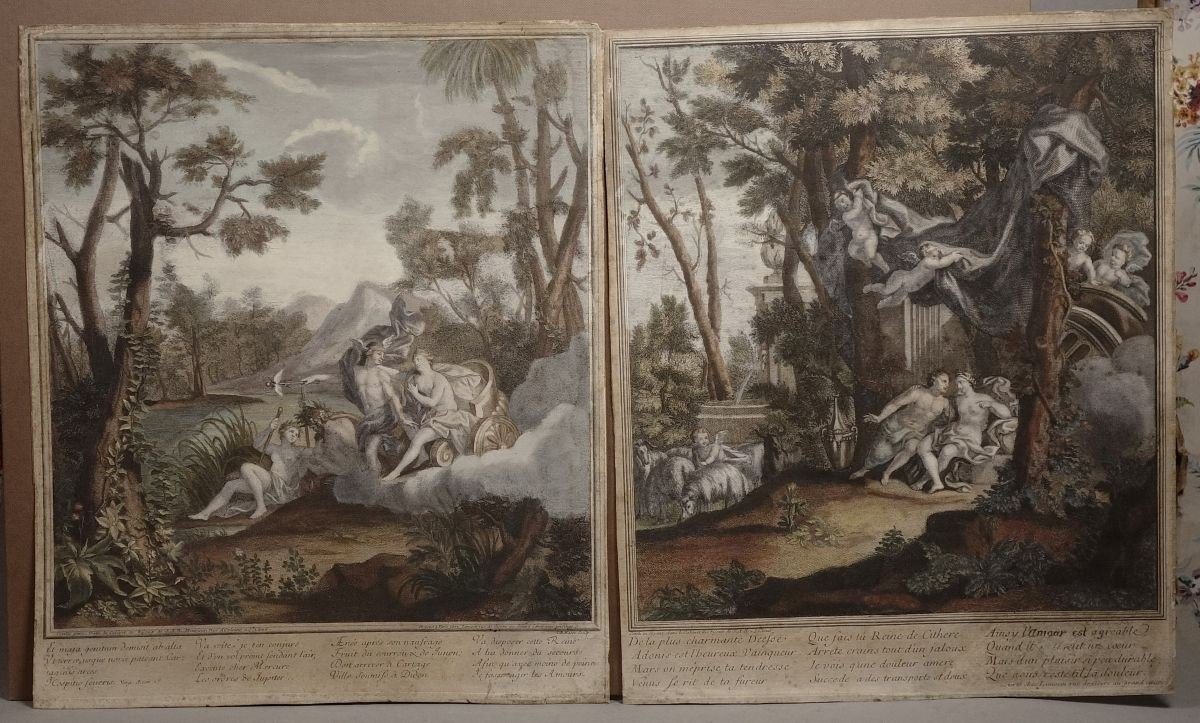 Jbmasse After Jean Cotelle Pair Of 18th Century Prints Mythological Scenes In Color