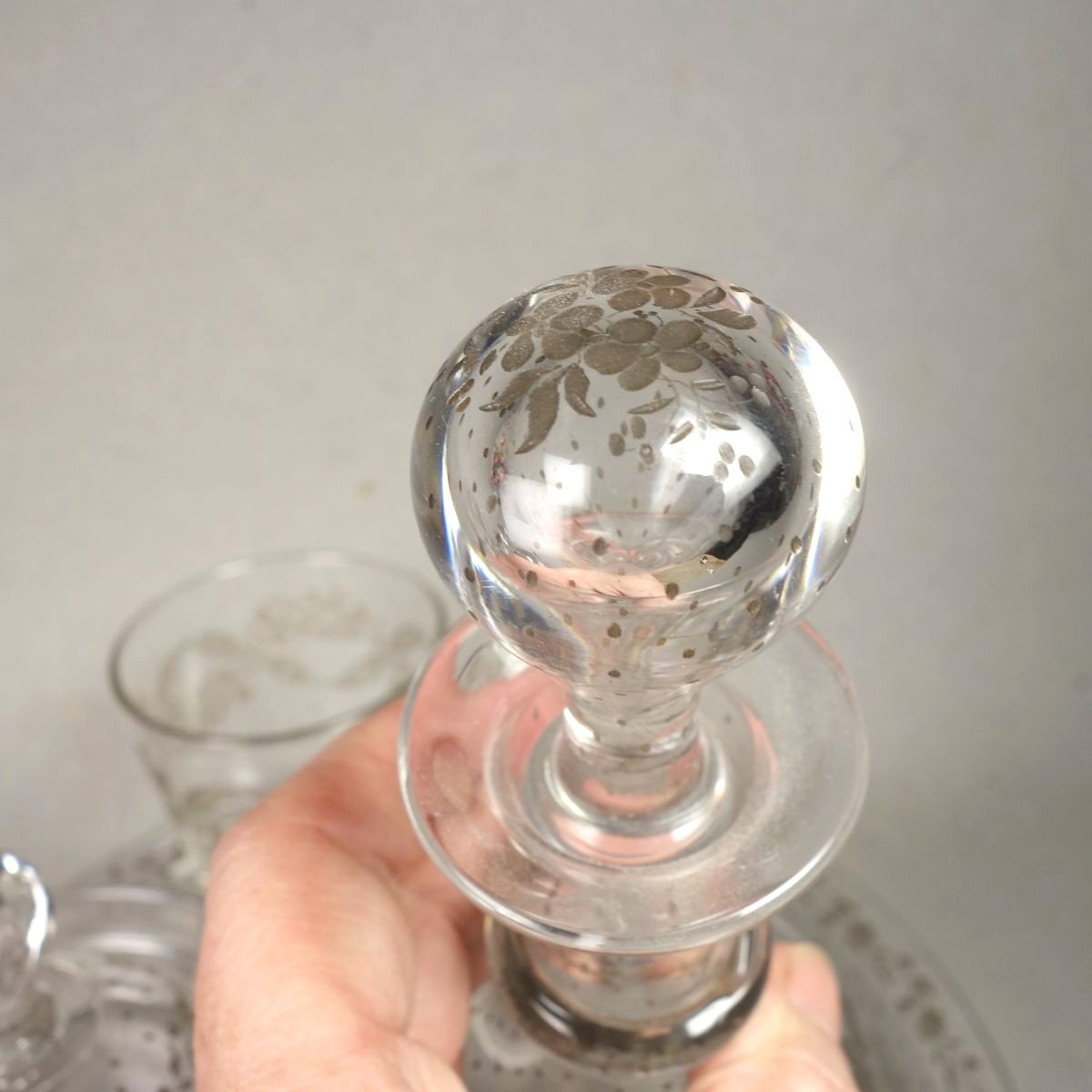 Service De Nuit Cristal Gravé XIXe Baccarat-photo-3