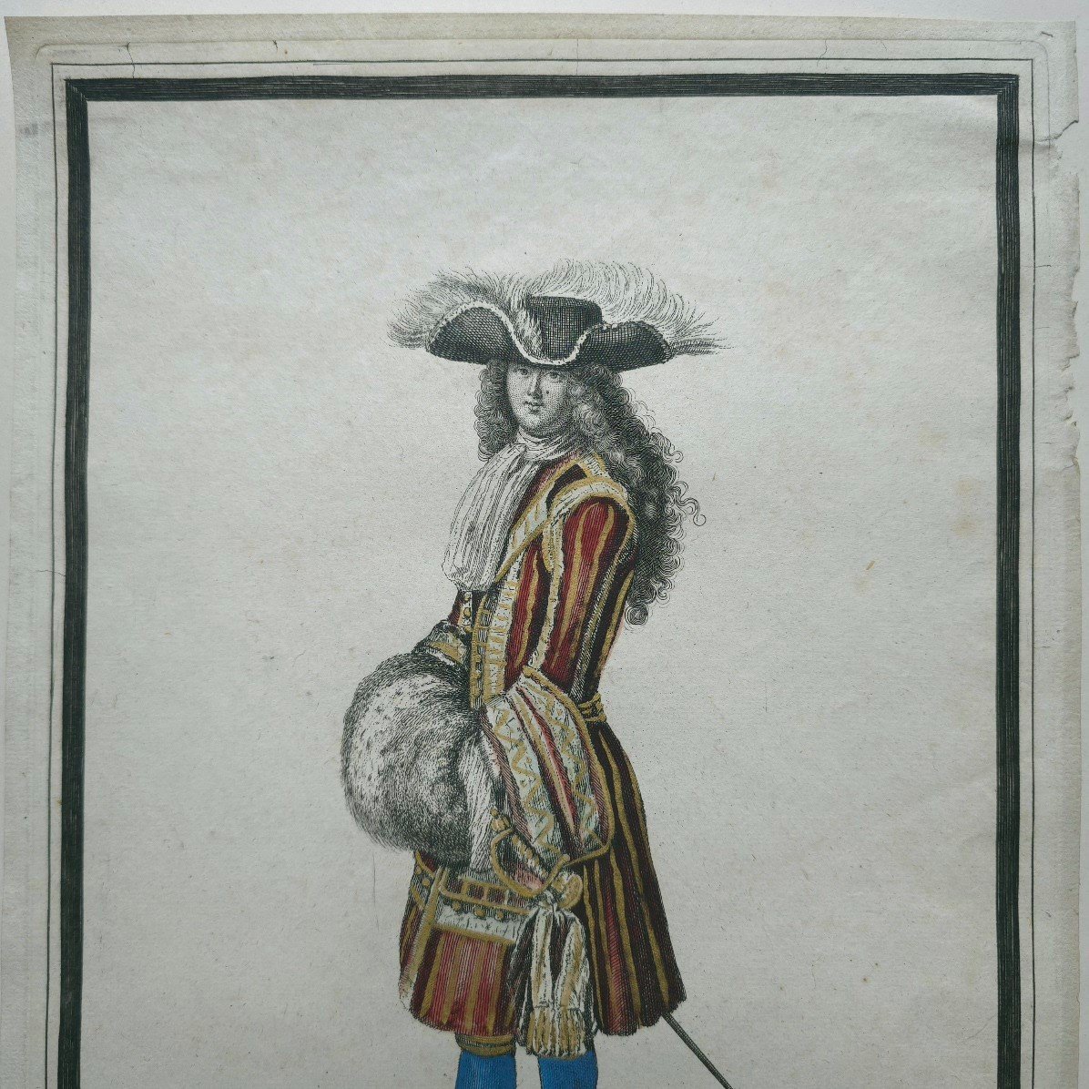 Fashion Engraving 17th Century Man Of Quality Saint John's Braided Suit 1693-photo-2