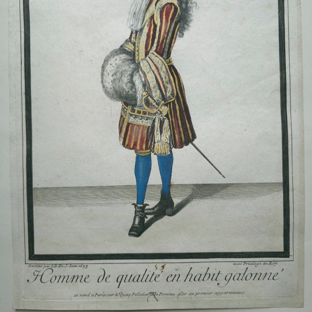 Fashion Engraving 17th Century Man Of Quality Saint John's Braided Suit 1693-photo-3