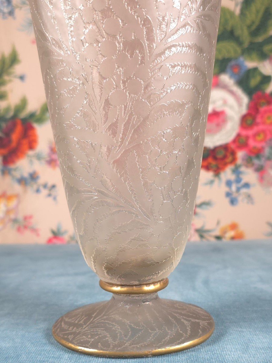 Théodore Legras (1839-1916)  Vase Decor Mimosa Leaf H: 30 Cm-photo-3