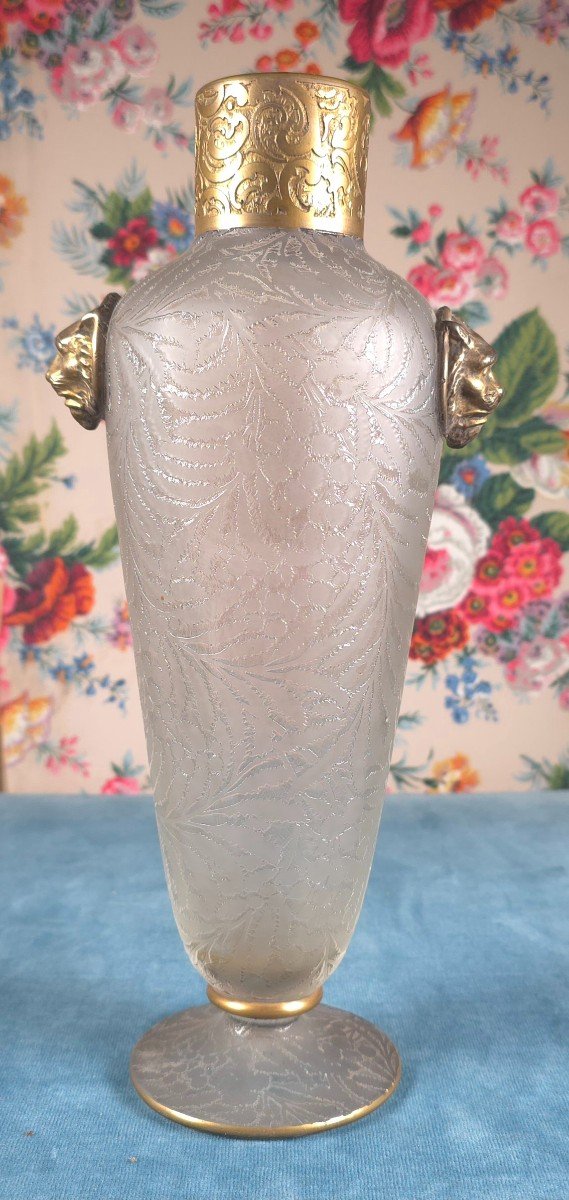 Théodore Legras (1839-1916)  Vase Decor Mimosa Leaf H: 30 Cm-photo-4