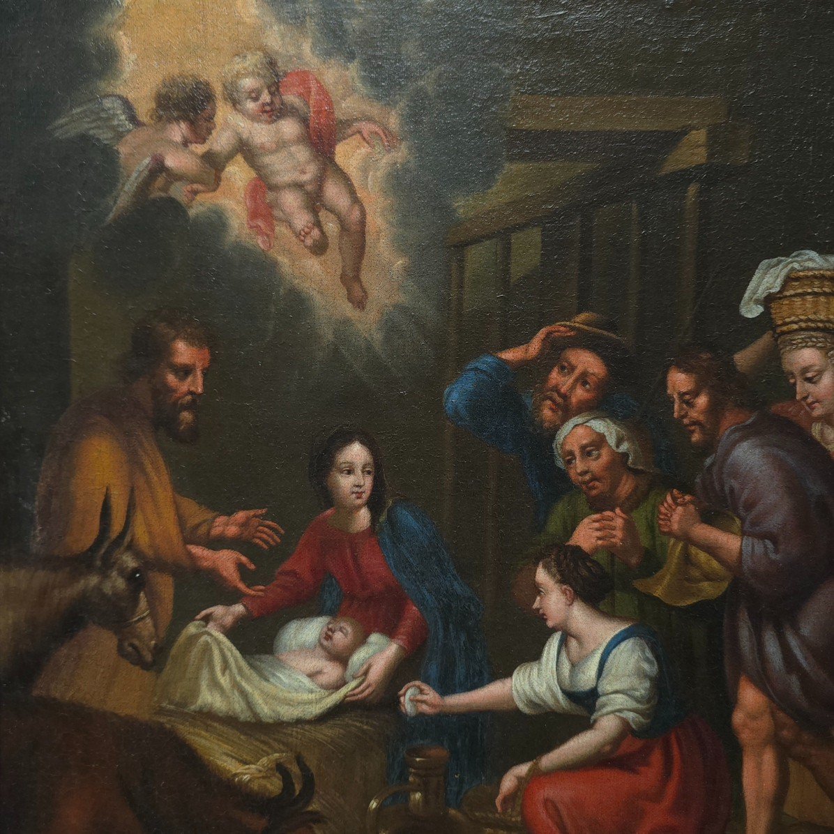 Nativité Tableau XVIIIe Format 49 X 56,5 Cm-photo-2